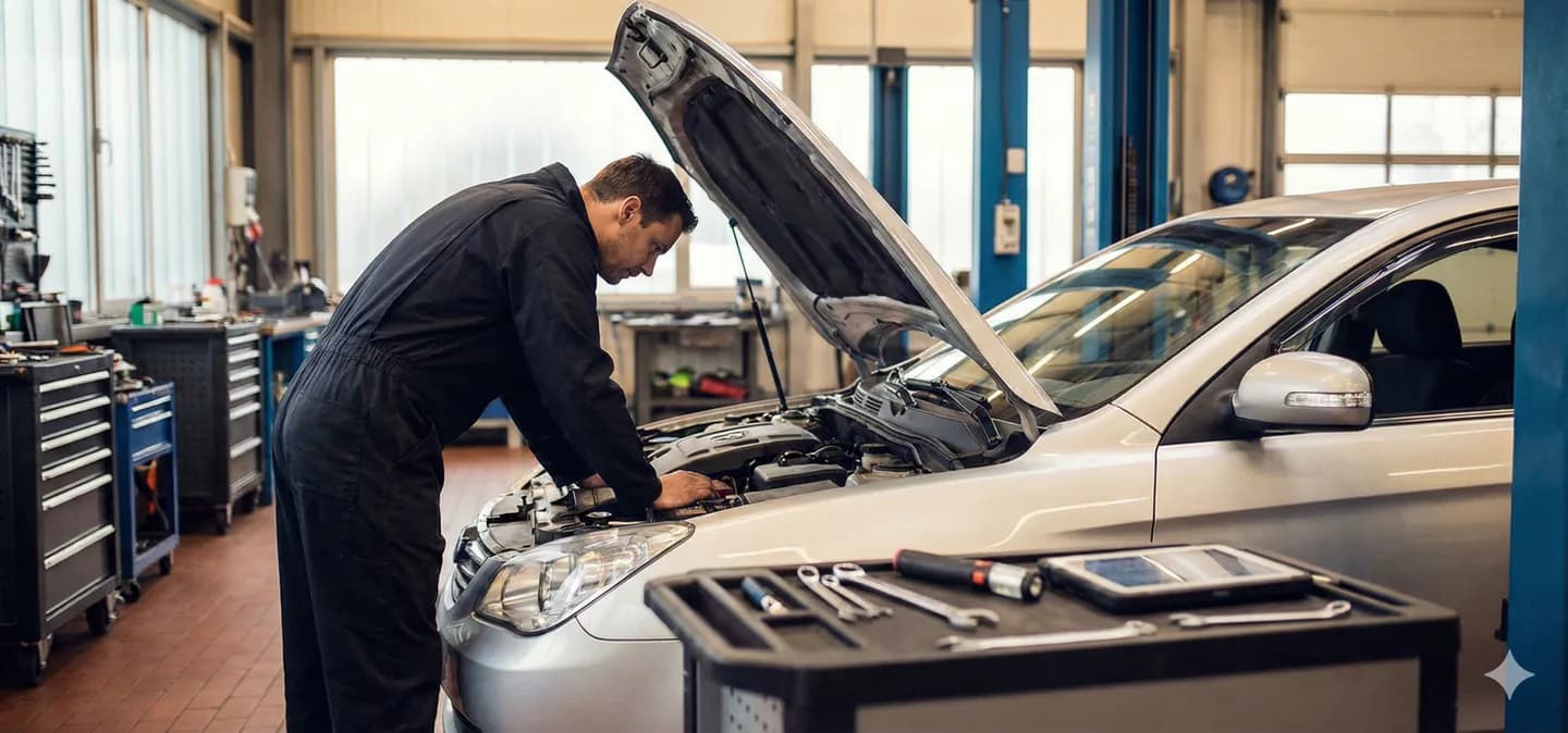 Illustrative work at an open engine bay