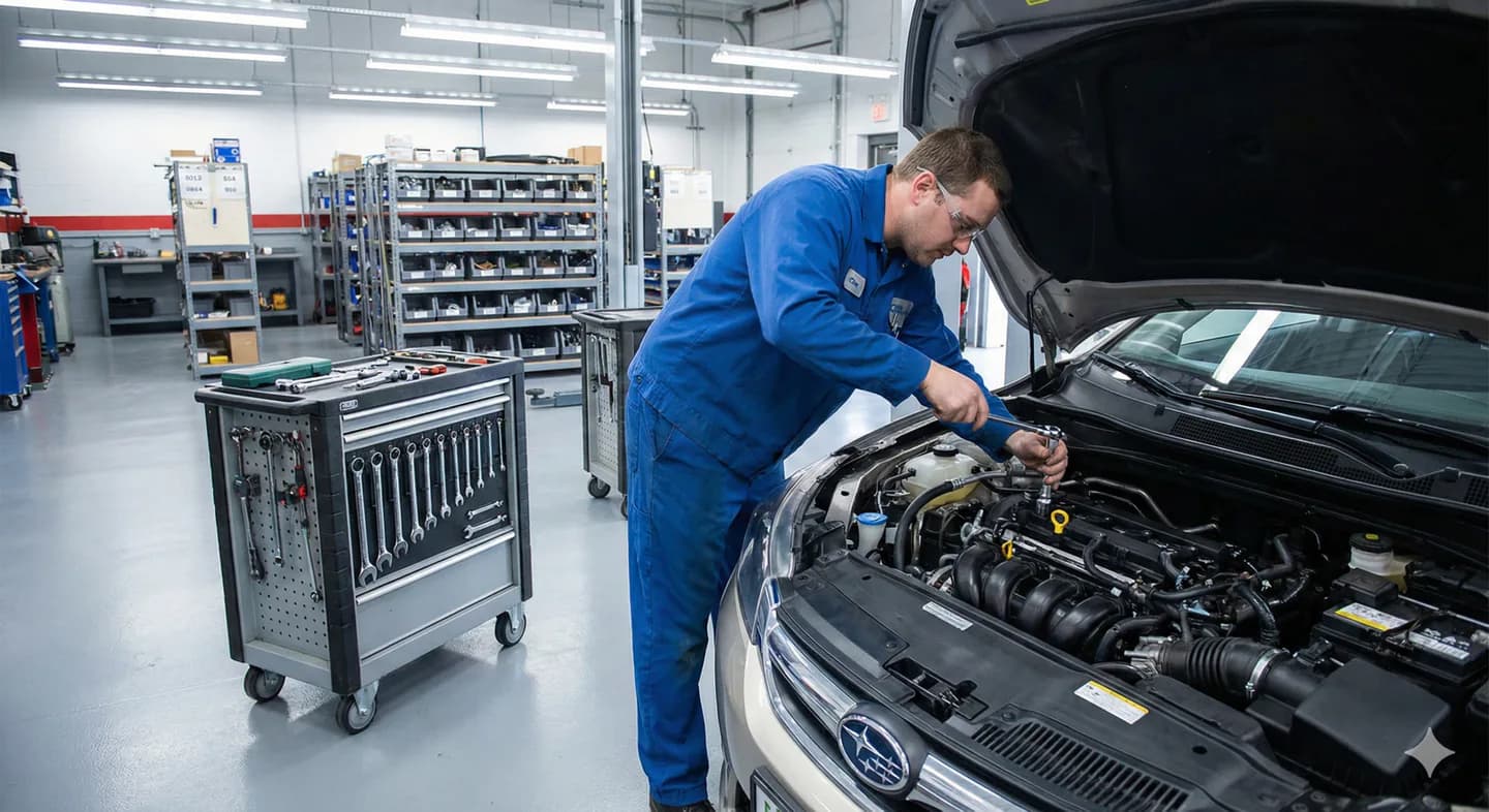 Illustrative work in a vehicle engine bay